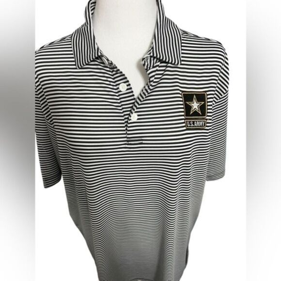 Columbia golf polo black and white stripes US ARMY embroidered logo large men - Picture 1 of 10